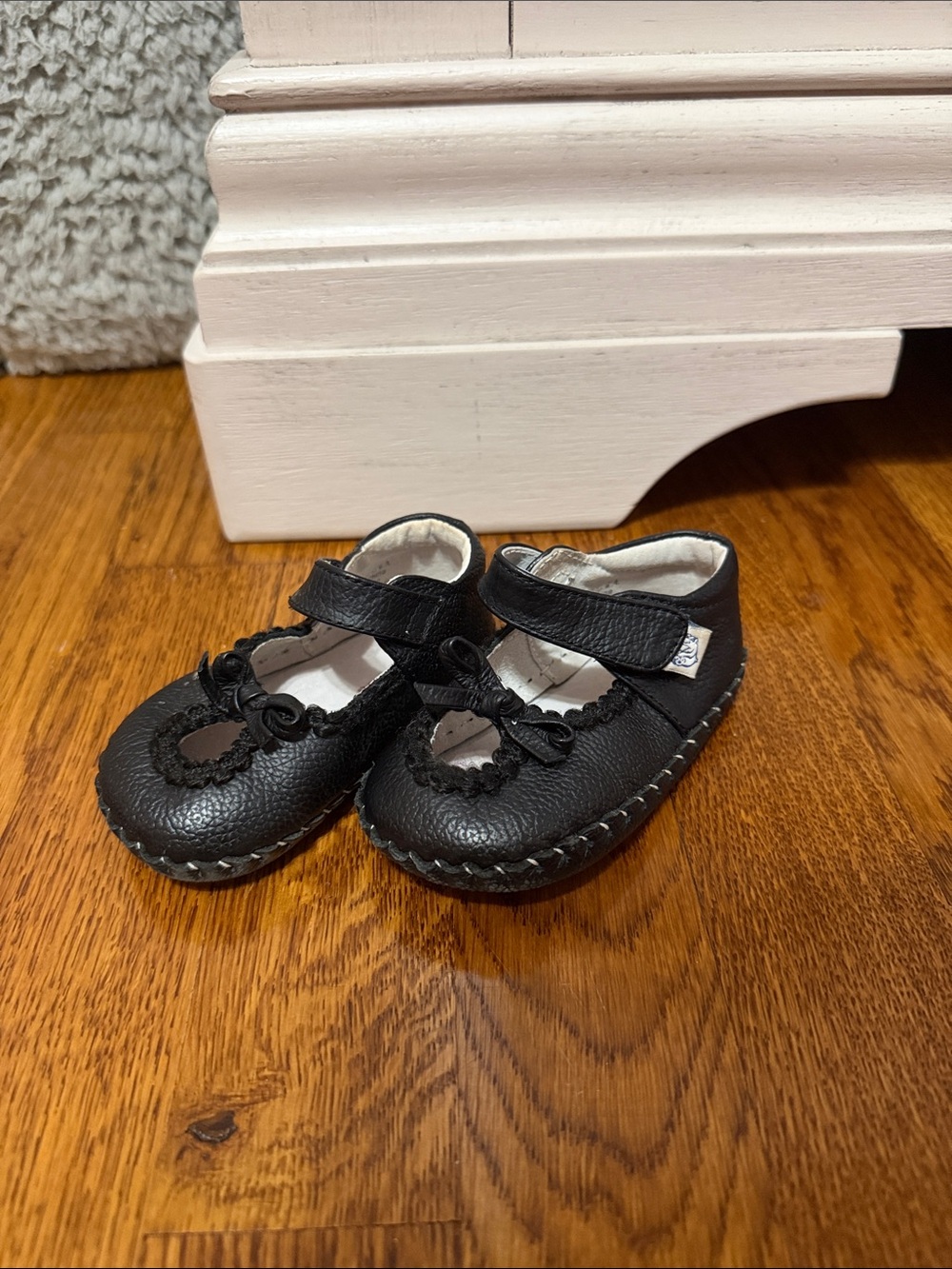 pediped Black Mary Jane Shoes with Bow Accent